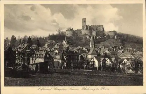 Ak Königstein im Taunus, Blick vom Feld auf die Stadt mit Ruine