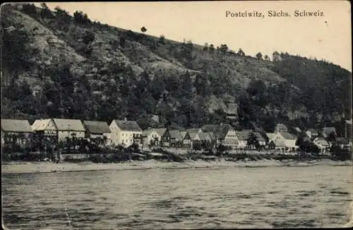 Ak Postelwitz Bad Schandau Sächsische Schweiz, Postelwitz, Sächs. Schweiz, malerische Häuserreihe