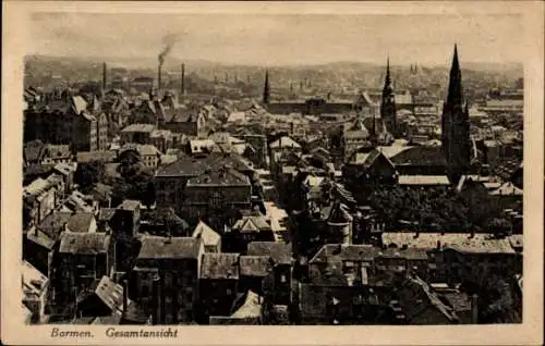 Ak Barmen Wuppertal, Gesamtansicht von  Stadtlandschaft,  Architektur
