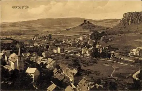 Ak Gerolstein in der Eifel, Panoramaansicht von  Felsen, Häuser, Landschaft