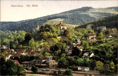 Ak Elgersburg in Thüringen, Stimmungsvolle Landschaft, Hügel, Kirche, Häuser, Wald