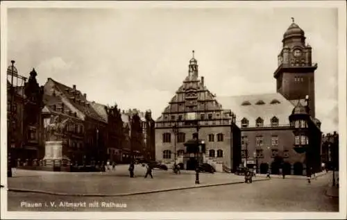Ak Plauen im Vogtland, Altmarkt mit Rathaus,  Architektur, Stadtszene