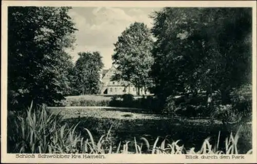 Ak Königsförde Aerzen im Weserbergland, Schloss Schwöbber, Park