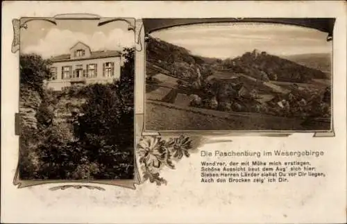Ak Deckbergen Rinteln in Niedersachsen, Paschenburg, Panorama, Villa