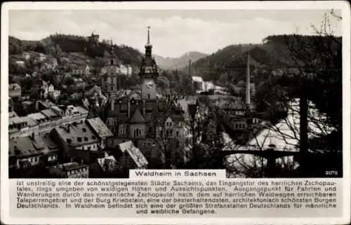 Ak Waldheim in Sachsen, Teilansicht, Rathaus