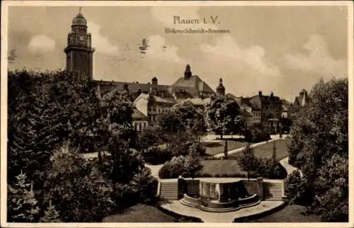 Ak Plauen im Vogtland, Isidore Schmidt Brunnen