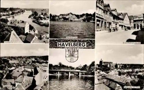 Ak Havelberg in Sachsen Anhalt, Verschiedene Ansichten von  Ernst Thälmann Straße, Flussansicht