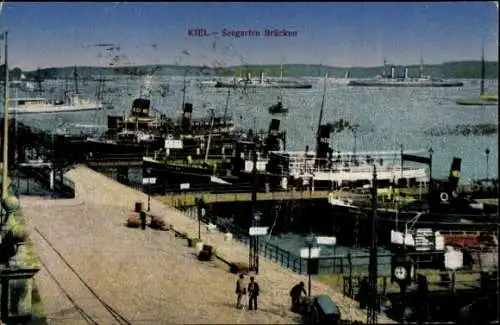 Ak Kiel in Schleswig Holstein, Seegarten Brücken