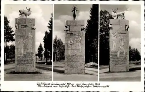 Ak Frauenwald am Rennsteig Ilmenau in Thüringen, Hirschmonument