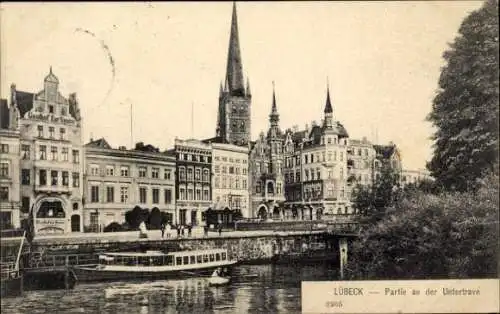 Ak Lübeck in Schleswig Holstein, Partie an der Untertrave