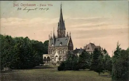 Ak Bad Oeynhausen in Westfalen, Farne Villa, Schlossähnliches Gebäude, Grüne Bäume, 1907
