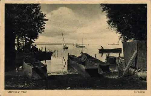 Ak Steinhude Wunstorf Niedersachsen, Steinhuder Meer, Torfboote