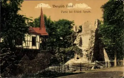 Ak Aprath Wülfrath im Bergischen Land, beim Schloss, Ruine, Fachwerk
