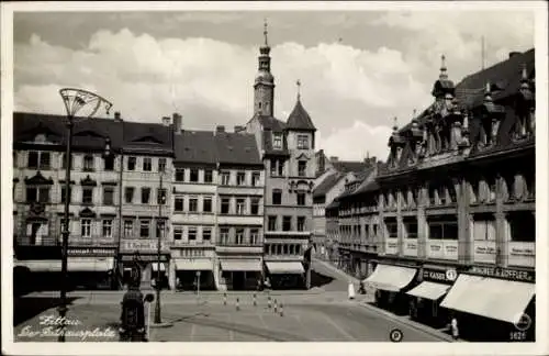 Ak Zittau in Sachsen, Rathausplatz, Klosterkirche, Geschäfte, Wagner & Löffler