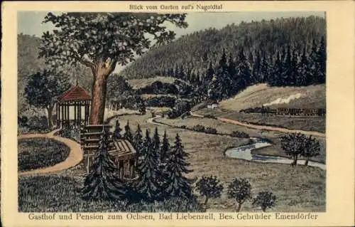 Ak Bad Liebenzell im Schwarzwald, Blick auf's Nagoldtal, Gasthof zum Ochsen, idyllische Landschaf