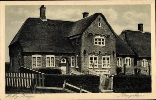 Ak Hallig Hooge in Nordfriesland, Wohnhäuser, Straßenansicht