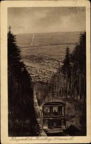 Ak Heidelberg am Neckar, Bergbahn, Königstuhl, Aussicht auf die Stadt, Hochansicht, Wälder