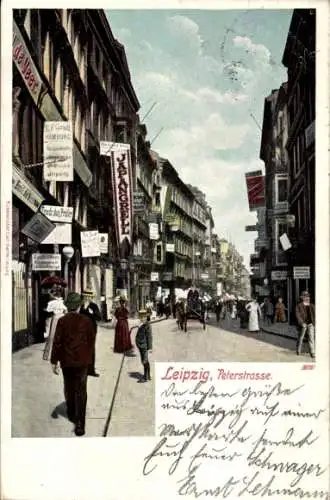 Ak Leipzig in Sachsen, Peterstraße, Straßenpartie