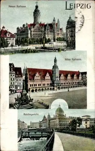 Ak Leipzig in Sachsen, Neues Rathaus, Altes Rathaus, Reichsgericht