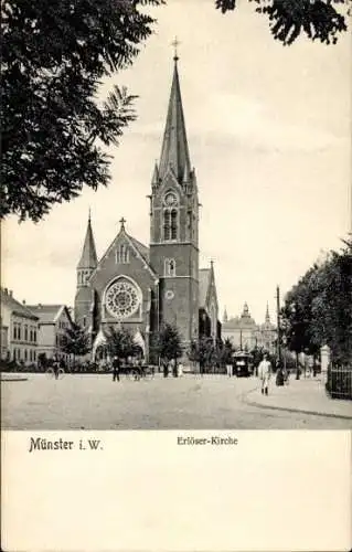 Ak Münster in Westfalen, Erlöser-Kirche, Stadtansicht,  Architektur
