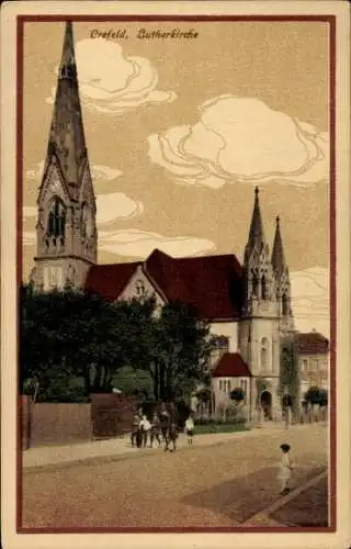 Ak Krefeld am Niederrhein, Lutherkirche, Straßenansicht