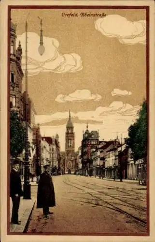 Ak Krefeld am Niederrhein, Rheinstraße