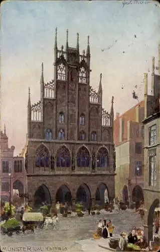 Künstler Ak  G. Tischer, Münster in Westfalen, Rathaus
