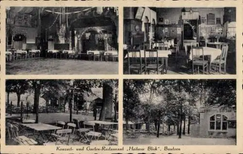 Ak Bautzen in der Oberlausitz, Konzert- und Garten-Restaurant Heiterer Blick, Innenräume, Außenbe