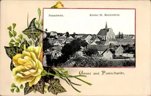 Passepartout Ak Panschwitz Kuckau Oberlausitz, Kloster St. Marienstern, Blumen