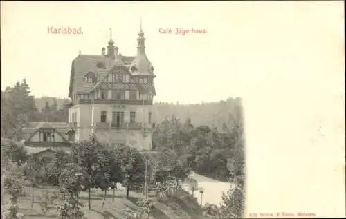 Ak Karlovy Vary Karlsbad Stadt, Ansicht vom Café Jägerhaus