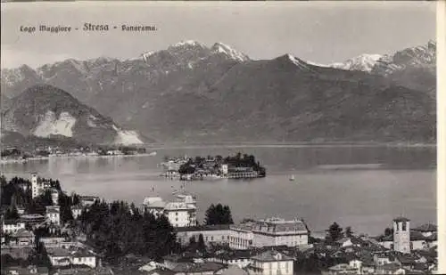 Ak Stresa Borromeo Lago Maggiore Piemonte, Lago Maggiore, Panorama, Berge, Wasser, Stadtansicht