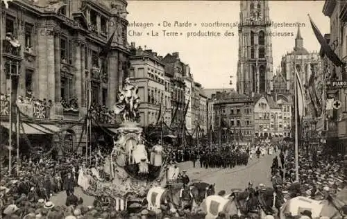 Ak Charleroi Wallonien Hennegau, Karnevalswagen, Menschenmenge,  Architektur, Festumzug