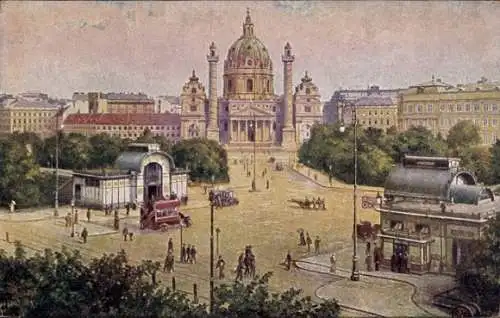 Ak Wien 4 Wieden, Karlskirche, Karlsplatz