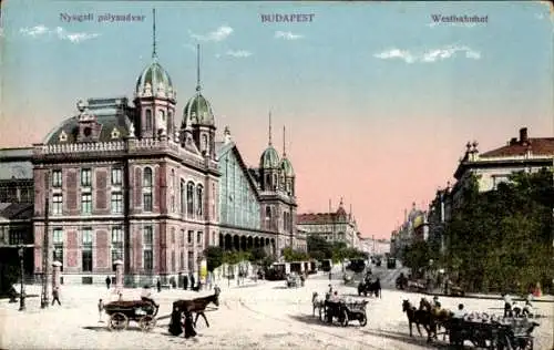 Ak Budapest Ungarn, Nyugati pályaudvar,  Westbahnhof,  Architektur