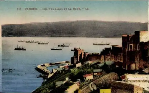 CPA Tanger Maroc, Les Remparts et la Rade