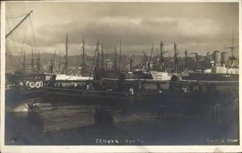 Ak Genova Genua Liguria, Hafen mit Schiffen