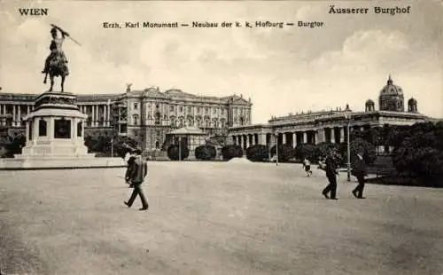 Ak Wien 1 Innere Stadt, Erzherzog Karl Monument, Neubau der k. k. Hofburg, Burgtor