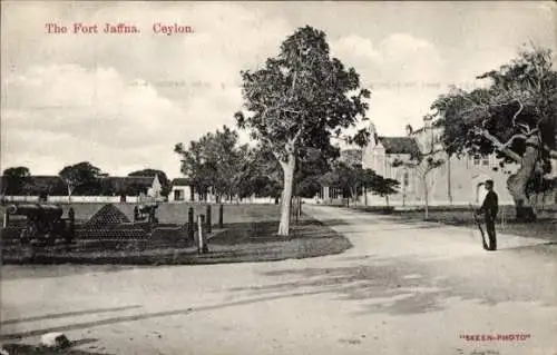Ak Ceylon Sri Lanka, Fort Jaffna, Kanone, Soldat, Skeen-Photo