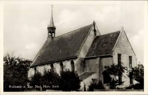 Ak Rockanje aan Zee Südholland Niederlande, Ned. Herv. Kerk, Rockanje a Zee, äußeres Kirchengebäu