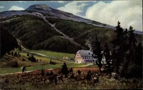 Ak Spindleruv Mlýn Spindlermühle Riesengebirge Region Königgrätz, Špindlerova bouda, Spindlerbaude