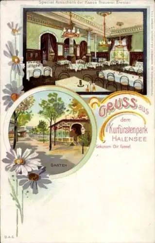 Litho Berlin Wilmersdorf Halensee, Kurfürstenpark, Garten