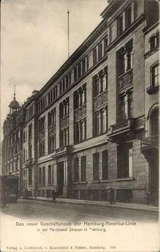 Ak Hamburg Mitte Altstadt, Geschäftshaus der Hamburg-Amerika-Linie, Ferdinand Straße, Hamburg