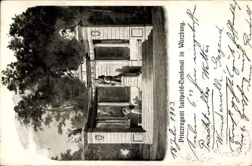 Ak Würzburg am Main Unterfranken, Prinzregent Luitpold-Denkmal, Monument, Statue