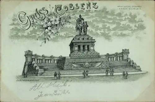 Litho Koblenz am Rhein, Provinzialdenkmal Kaiser Wilhelm I.