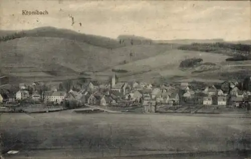 Ak Krombach Kreuztal in Westfalen, Fjordlandschaft, Häuser, Kirche