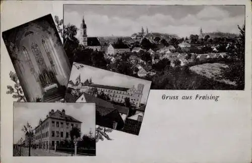 Ak Freising in Oberbayern, Verschiedene Ansichten von  Kloster, Kirche, Stadtansicht