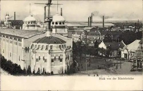 Ak Düsseldorf am Rhein, Blick von der Rheinbrücke, Ausstellung 1902