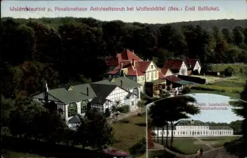 Ak Wolfenbüttel in Niedersachsen, Waldrestaurant, Pensionshaus Antoinettenruh, Chem. Lustschloss