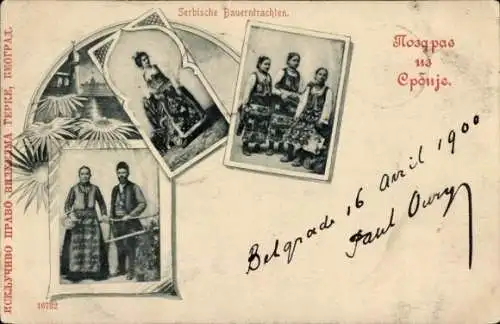 Ak Serbische Bauerntrachten, Volkstracht