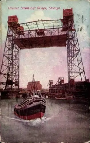 Ak Chicago Illinois USA, Halsted Street Lift Bridge